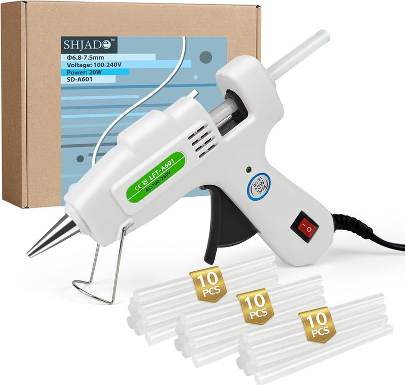 SUJADE Hot Glue Gun with 30 Glue Sticks, Fast Preheating Hot Melt Gun, Mini Glue Gun Kit for Kids DIY School Craft Projects and Quick Home Repairs, 20W White - Image 1